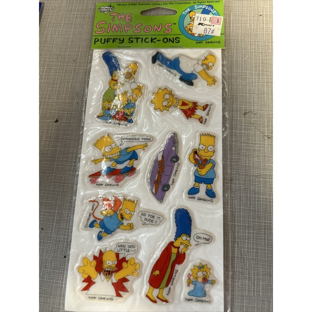 NEW Old Stock Vintage 1990 THE SIMPSONS Puffy Stickers
